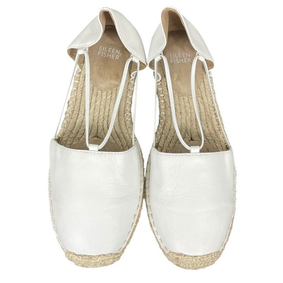 Eileen Fisher Lee Washed Leather D'orsay Espadrille Flats White Leather Size 8.5 - Picture 5 of 12